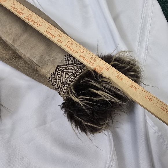 Weatherproof Garment Co. Vtg  Suede Leather Tan Embroidered Penny Lane Coat M - Picture 9 of 17